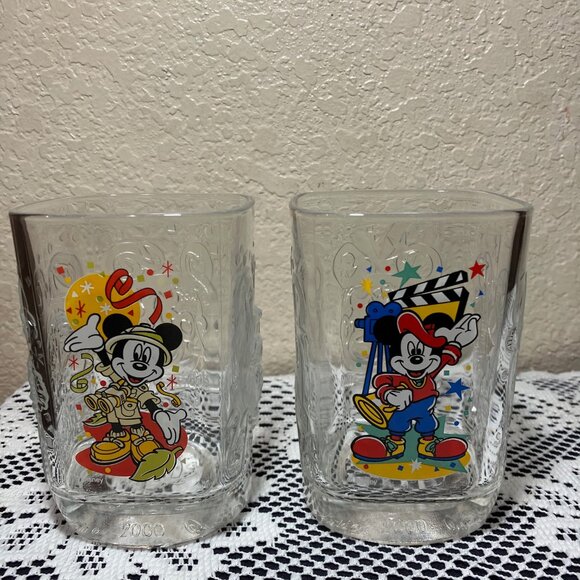 Set of 2 Vintage Walt Disney World‎ 2000 Mickey Mouse Square Glasses. - Picture 1 of 3